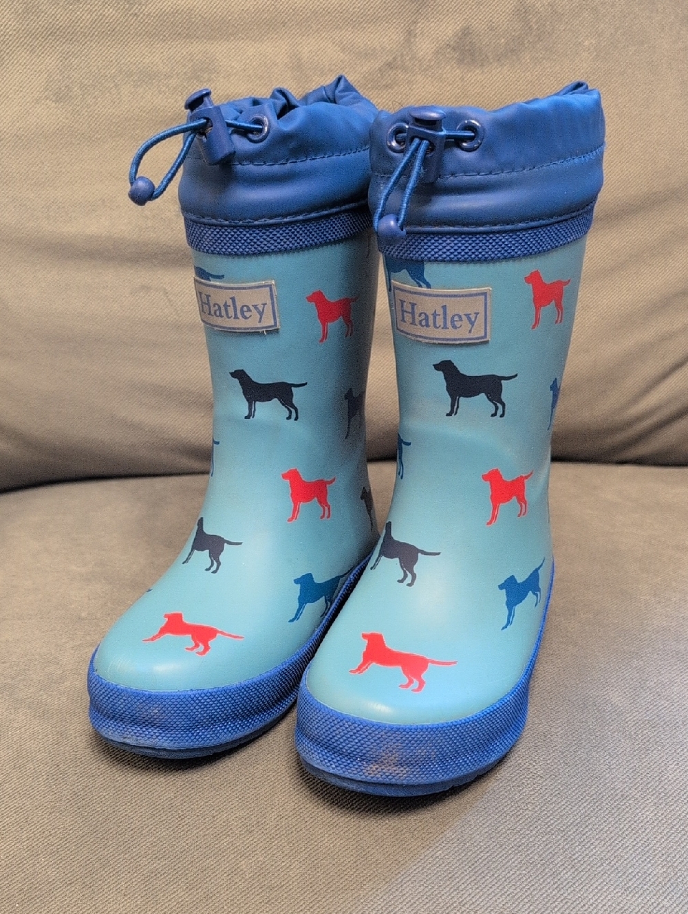 Hatley Blue Dog Print Toddler Rain & Snow Boots With Removable Fleece Inserts